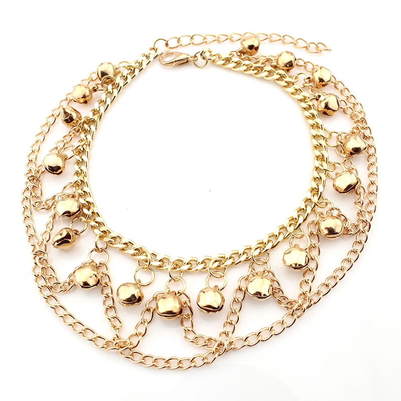 Vòng chân bằng hợp kim màu vàng đính chuông phong cách bohemian thời trang cho nữ