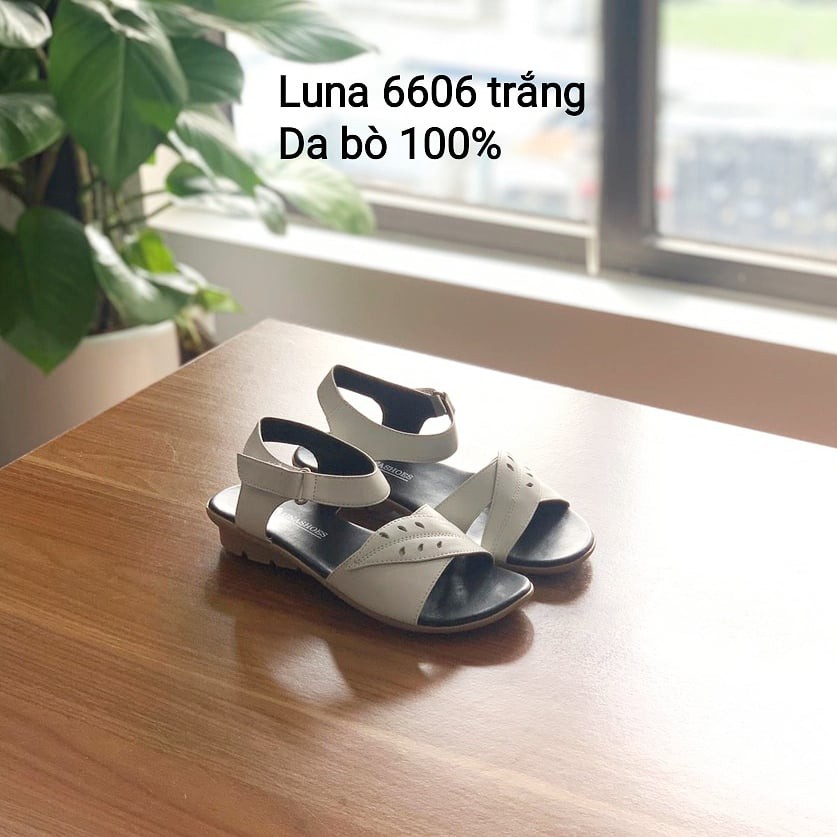 Dép sandal nữ đế bệt da bò êm LUNASHOES 6606 bảo hành 2 năm 1 đổi 1 ảnh thật chụp tại cửa hàng