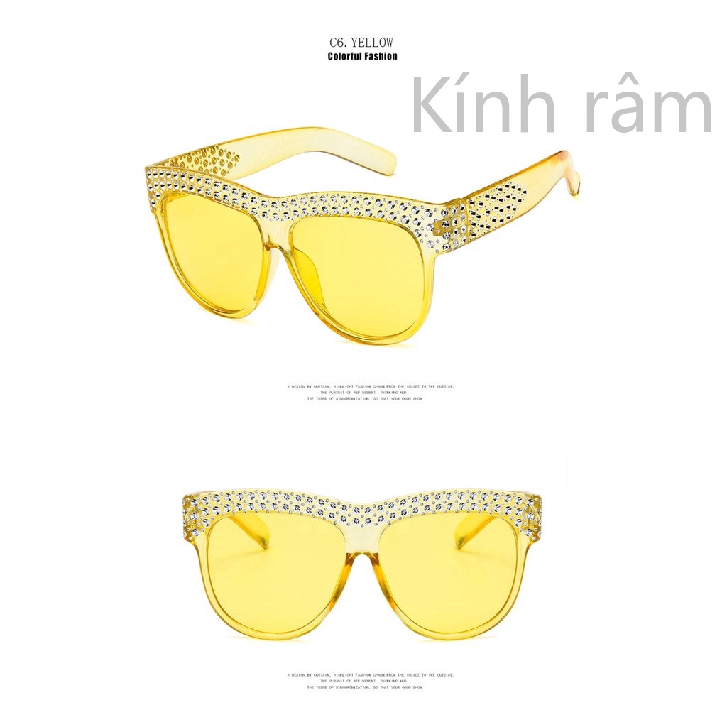Kính mát vuông đính đá lấp lánh cho nữ
