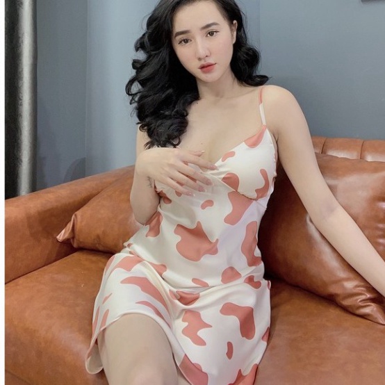 Váy Ngủ Sexy Lụa Satin Váy Ngủ Bò Sữa Mút Rời Cao Cấp Boody BV04