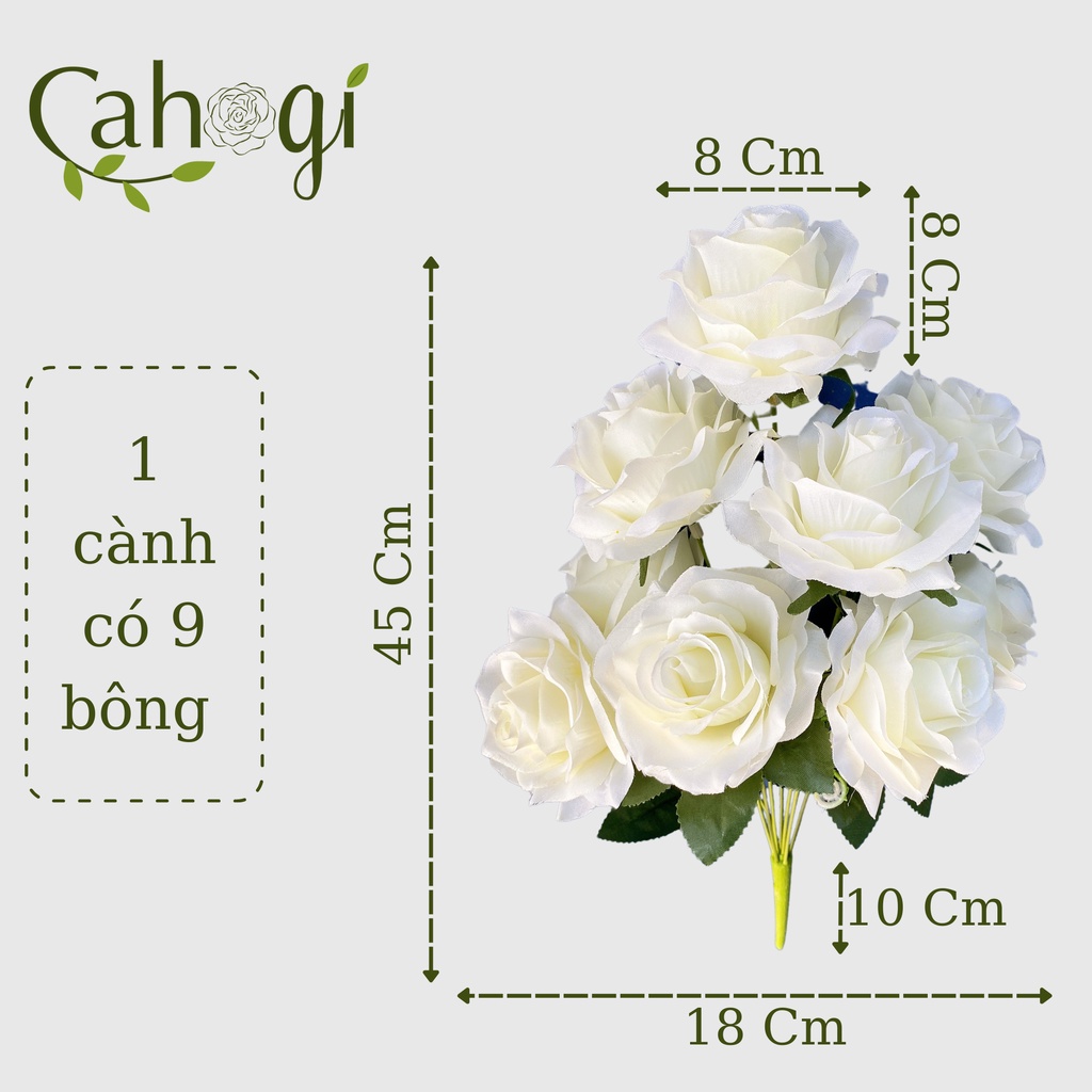 Hoa Giả - Chùm Hồng Vải 45 Cm 9 Bông Lớn