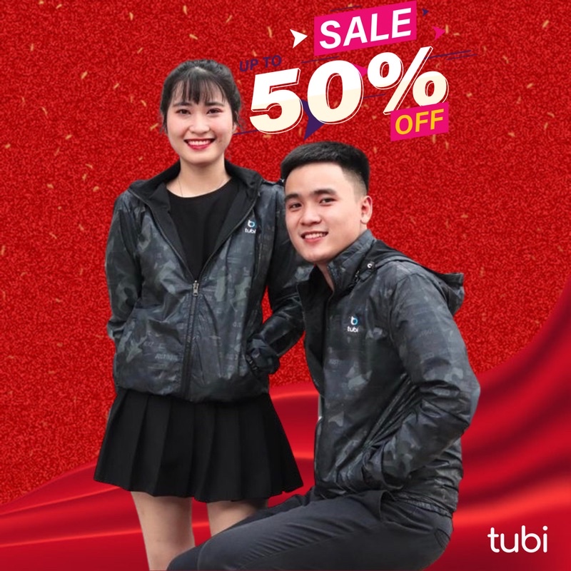 (Trượt Nước) Áo khoác Tubi 2 Mặt Màu Camo Đen Nón rời