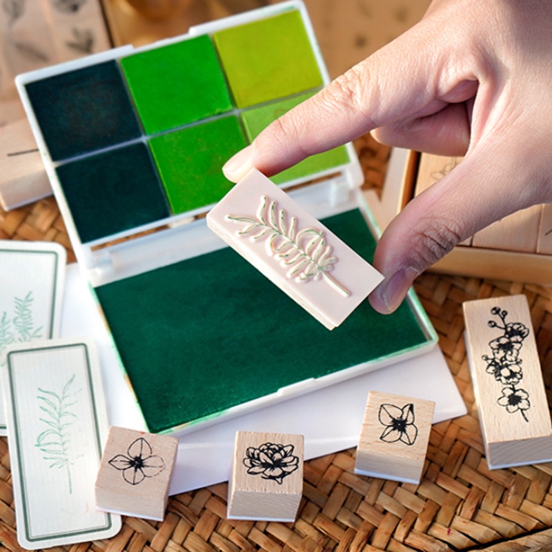 Bộ 22 Con Dấu Bằng Gỗ In Hình Hoa Lá Phong Cách Vintage Trang Trí Sổ Tay DIY