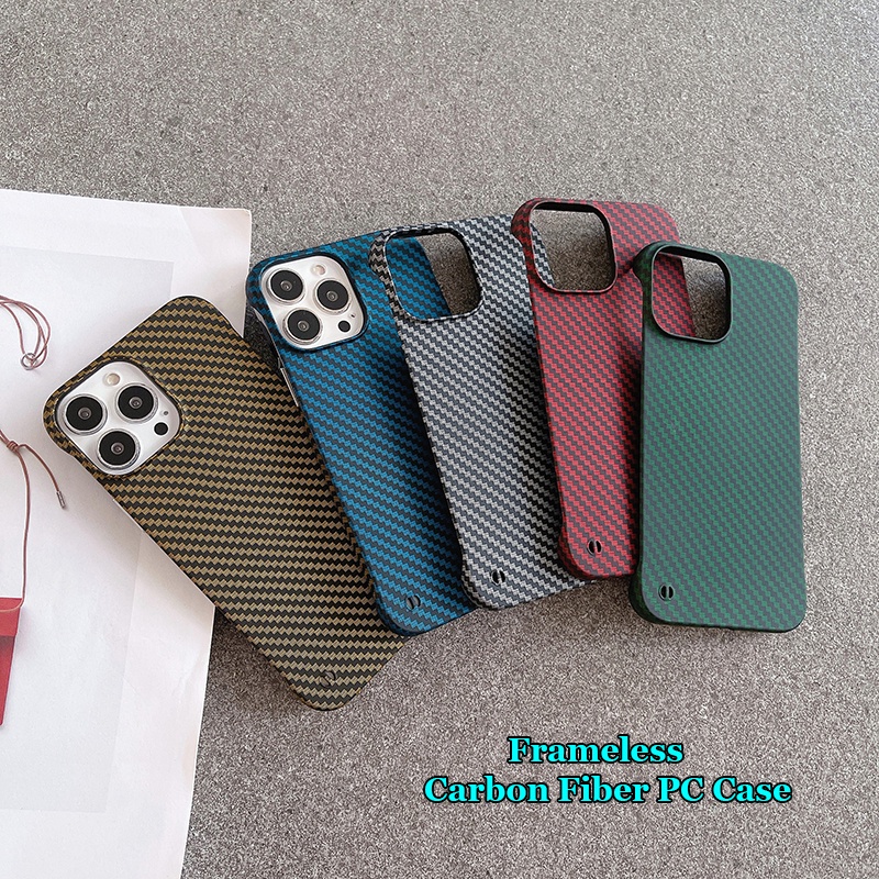 Ốp Điện Thoại PC Cứng Nhám Không Khung Họa Tiết Sợi Carbon Cho iPhone 13 12 mini Pro Max