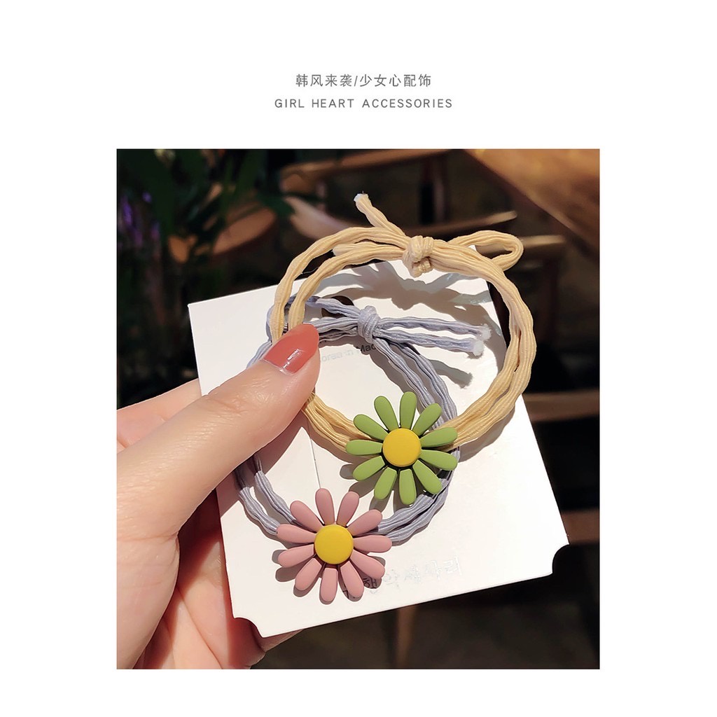 Dây chun buộc tóc hoa cúc WANAWEAR phong cách Hàn Quốc dây kép siêu bền