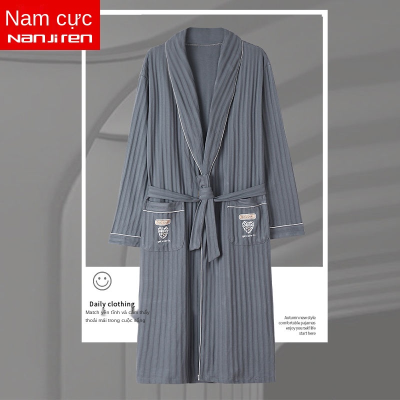 Áo ngủ nam thu đông, áo dài nam mặc nhà