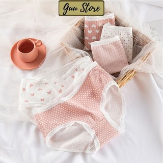 Quần lót Cotton Nữ Họa Tiết Trái Tim Ngọt Ngào Dễ Thương Guu QLN8019