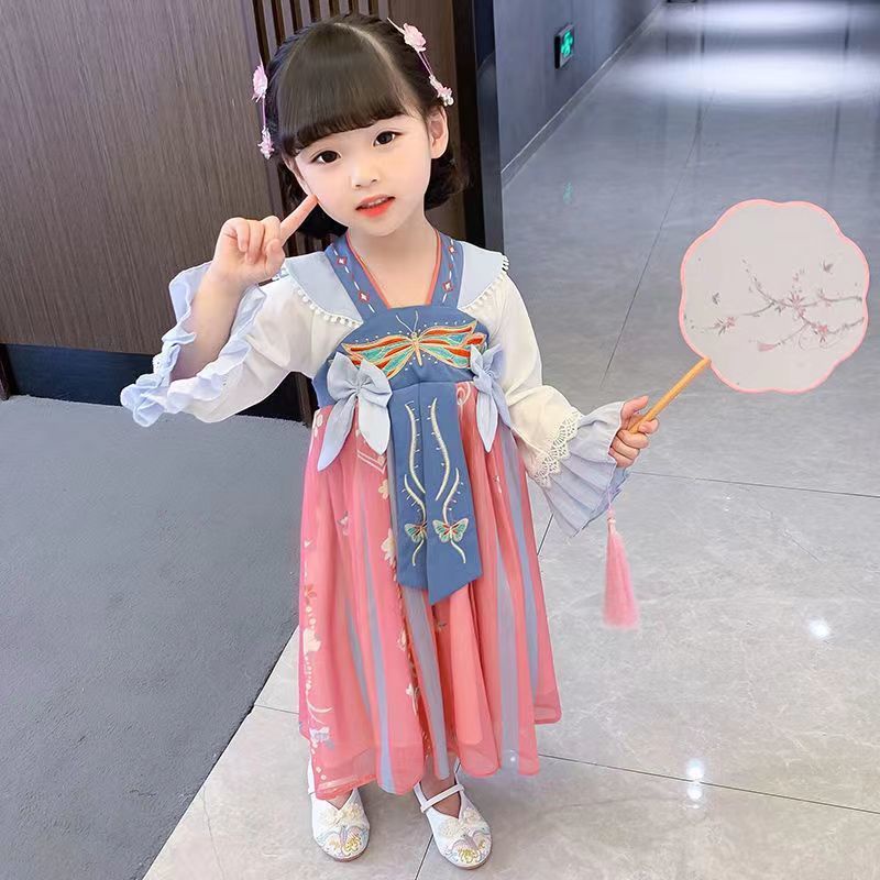 Đầm Hán Phục Tay Dài Phong Cách Trung Hoa Cổ Điển Mẫu Mới 2022 Thời Trang Xuân Thu Cho Bé Gái 10 Tuổi