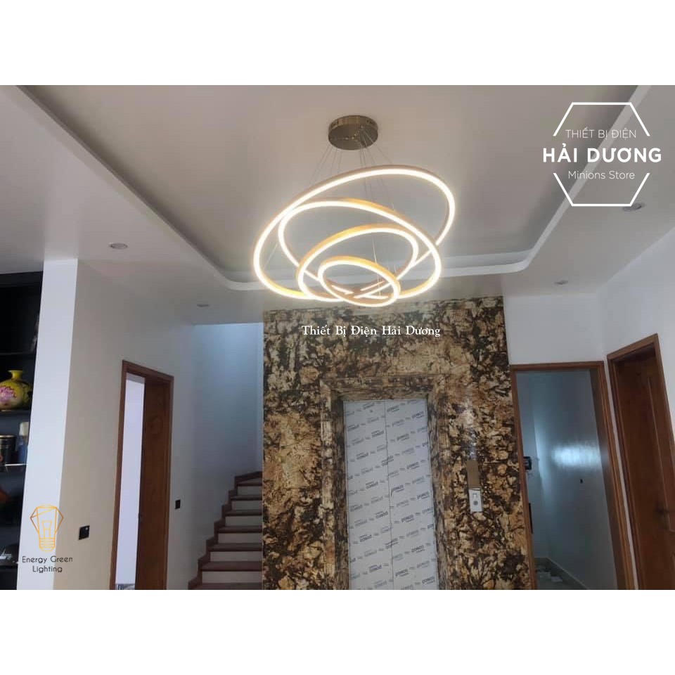 Đèn Thả Trần 4 Vòng Đan Chéo Song Song TBD830 - 3 Chế Độ Ánh Sáng - Tăng Giảm Ánh Sáng - Điều Khiển Từ Xa
