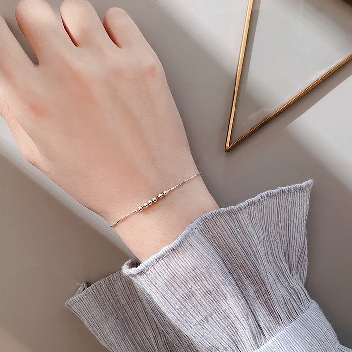 Vòng tay nữ bạc ý 925 bi tròn thời trang