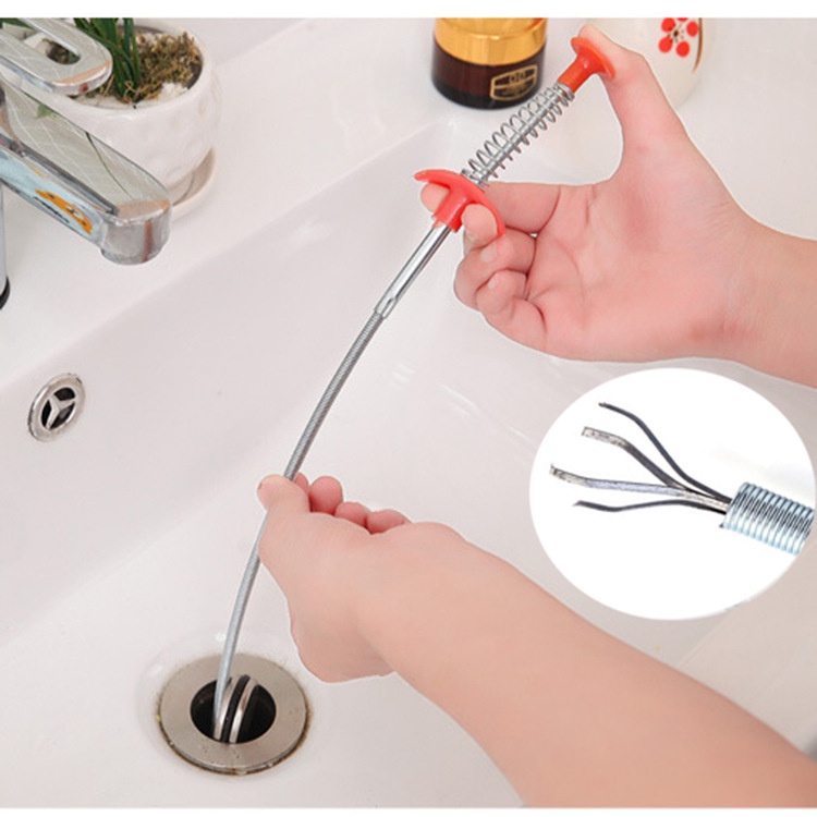 Dây thông cống lò xo đa năng tiện lợi - Cây lấy rác cống dễ dàng - Dụng cụ thông bồn cầu có dây kẹp rác - Homewares