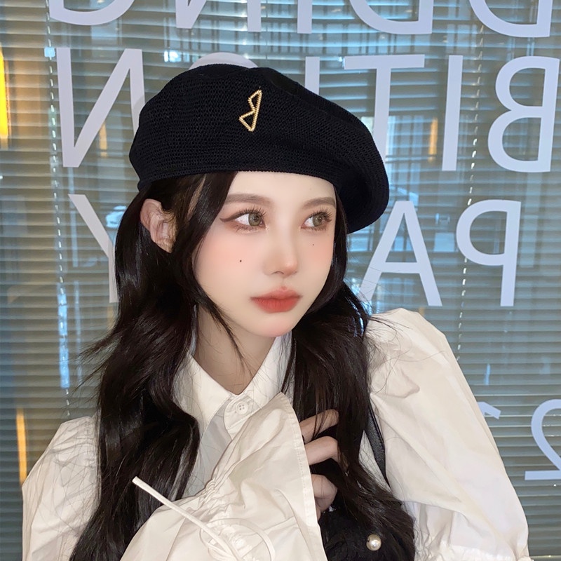 Mũ Beret Dệt Kim Thoáng Khí Thời Trang Xuân Thu Cho Nữ
