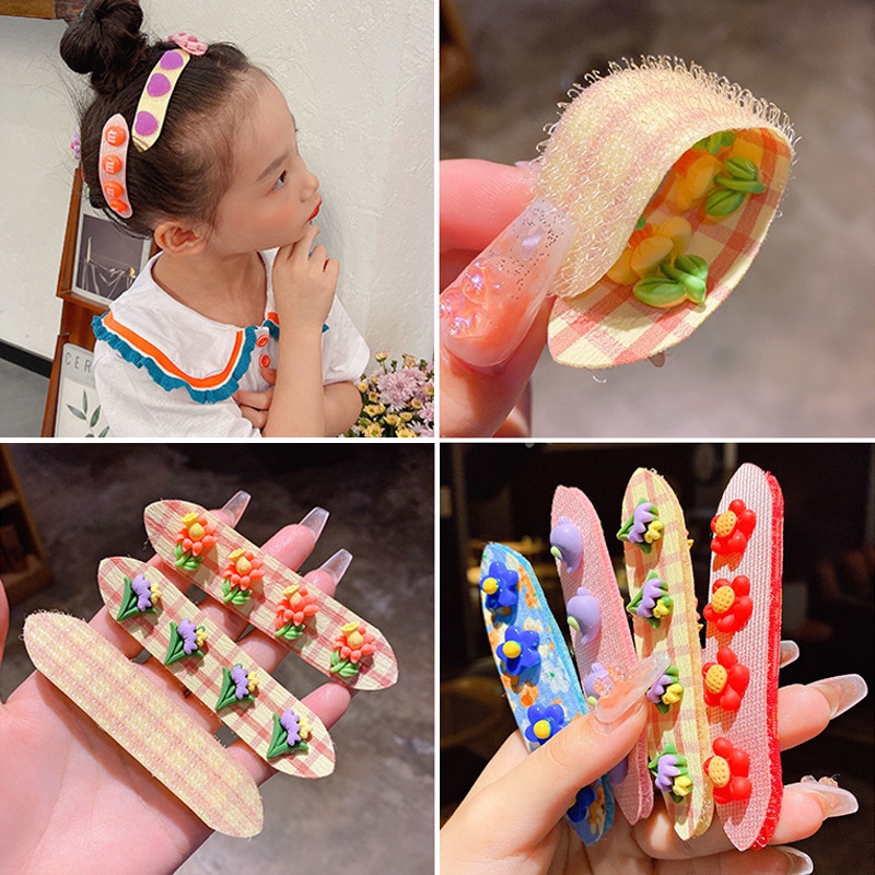 Set 3 Băng Đô Cài Tóc Gắn Hình Hoa/Trái Cây/Hoạt Hình Dễ Thương Cho Bé Gái