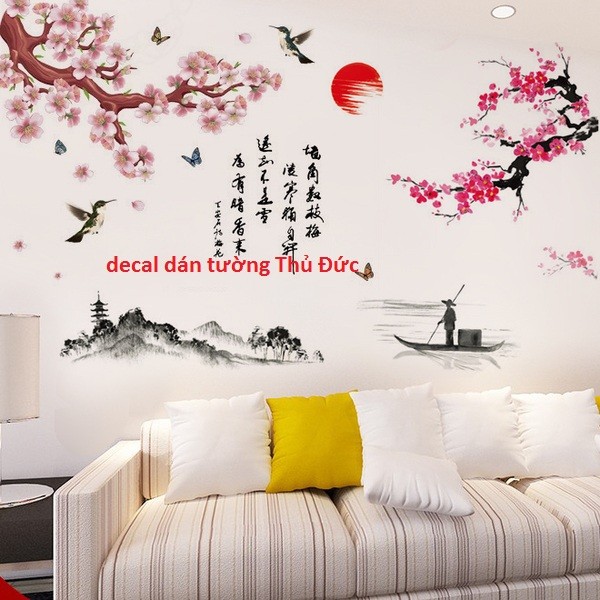 decal dán tường kết hợp