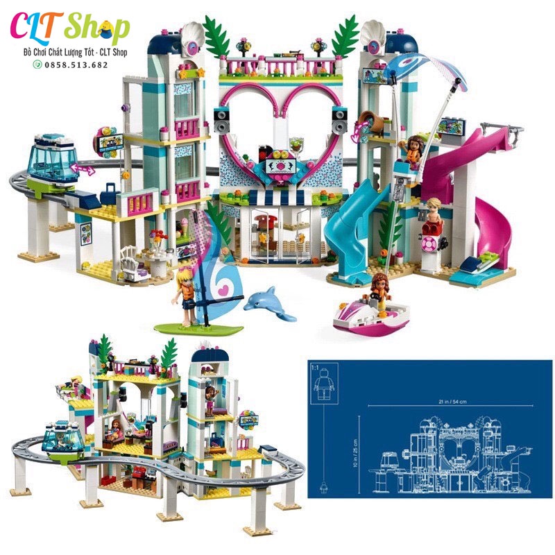 [Hàng chuẩn công ty SX] Đồ chơi xếp hình lego friends mô hình Heartlake City Resort Bela Công viên nước SX3018