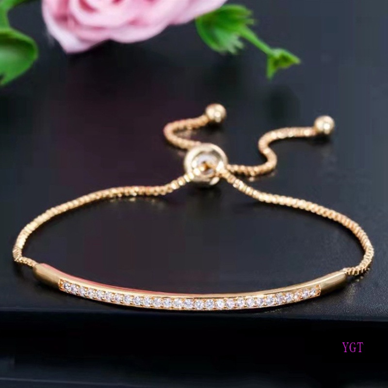Vòng Tay Hợp Kim Đính Đá Kiểu Dáng Đơn Giản Thời Trang Cho Nữ