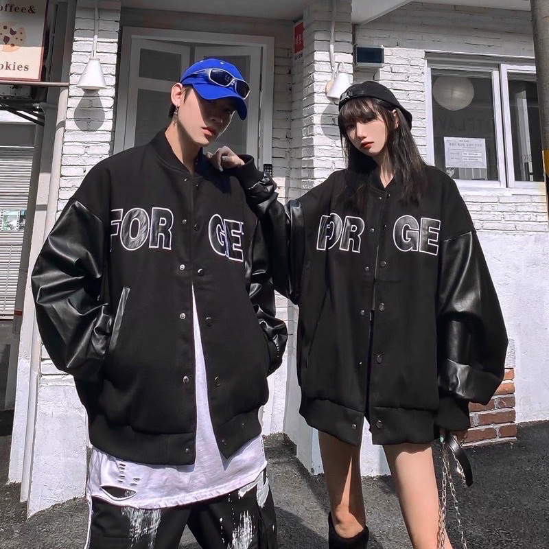 ÁO BOMBER KAKI TAY DA CHỮ FOGET UNISEX FROM RỘNG