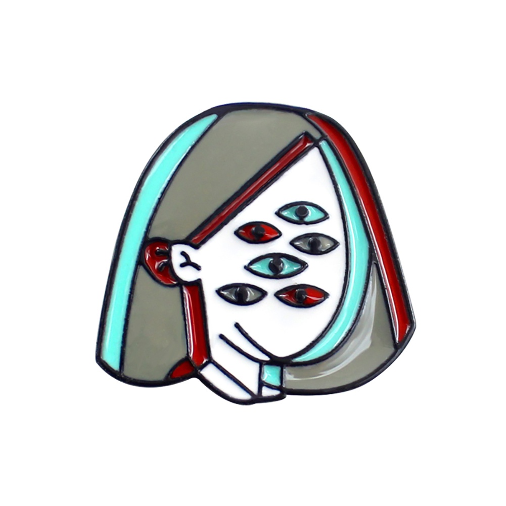 YOML✔Novelty Girl Multi Eyes Enamel Lapel Brooch Pin Badge Denim Bag Jewelry Decor