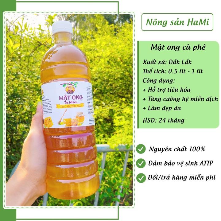 Mật ong hoa cà phê nguyên chất HaMi 1 Lít, đặc sánh, thơm ngon nguyên chất 100% tự nhiên - HSD 2 năm