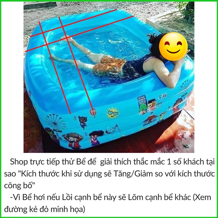 Bể Bơi Phao Bơi Chữ Nhật 3 Tầng Đủ Kích Cỡ Cho Bé - 1m2, 1m5, 1m8, 2m1