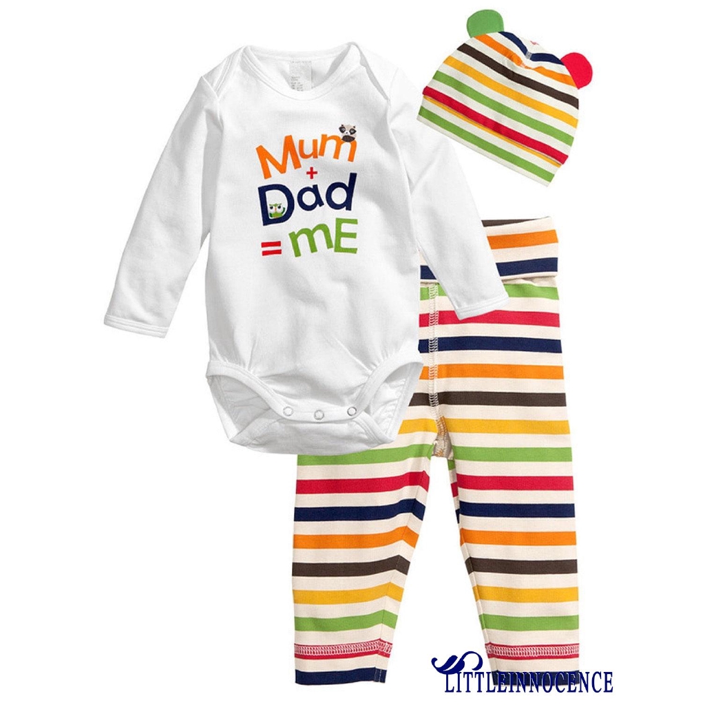 Set Áo Liền Quần + Quần + Mũ Cotton Dễ Thương Cho Trẻ Sơ Sinh