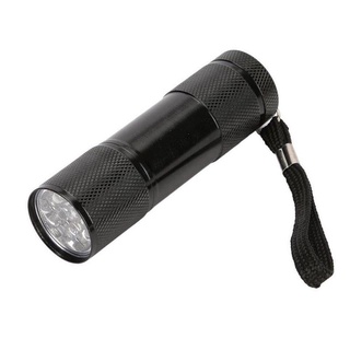 Đèn soi tiền tia uv led 9 bóng đèn pin uv mini, có tia cực tím dùng sấy keo, soi tiền giả, giấy tờ biển số tặng kèm pin