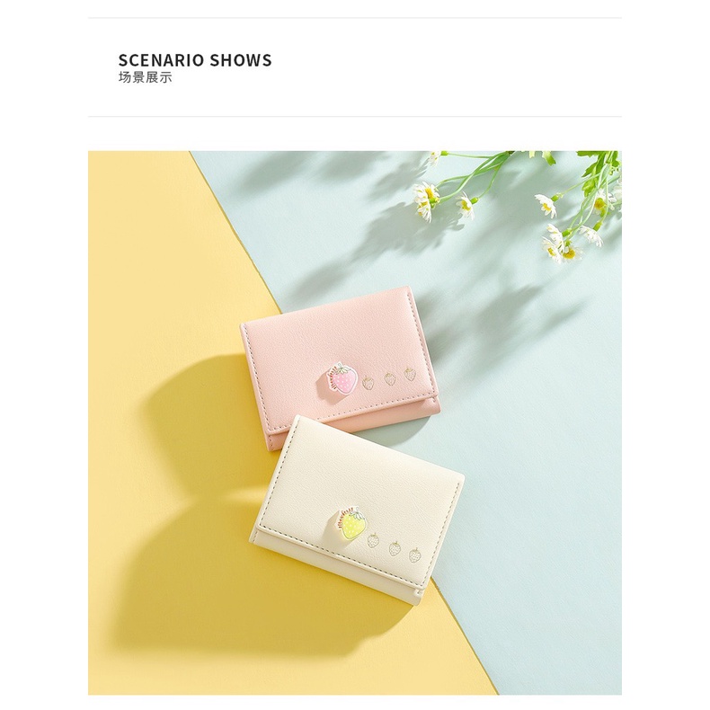 Ví/ Bóp Ngắn Quả Dâu Tây Nổi Cầm Tay Cho Nữ ERASHOP 080064 - Xinh Xắn, Nhiều Ngăn, Rẻ Đẹp