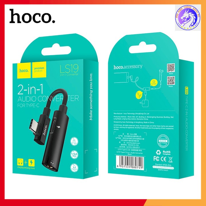 [Mã 2404EL10K giảm 10K đơn 20K] Jack chuyển đổi đầu Type C sang jack 3.5 hoco ls19