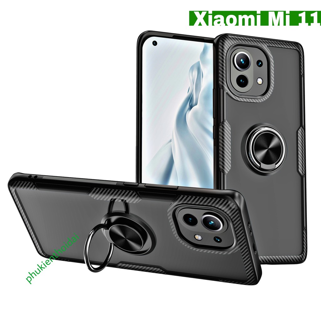 Ốp lưng Xiaomi Mi 11 / 11 5G chống sốc giá đỡ Iring lưng trong viền màu cao cấp