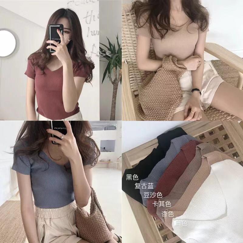 Áo Thun Ôm Dáng Cổ Tim Xinh Xắn Dành Cho Nữ