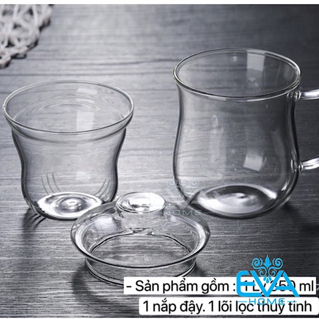 Bộ 2 Ly Lọc Trà Thuỷ Tinh Chịu Nhiệt Dáng Eo Thon Và Mắc Tre 350 Ml Couple Cups M2779