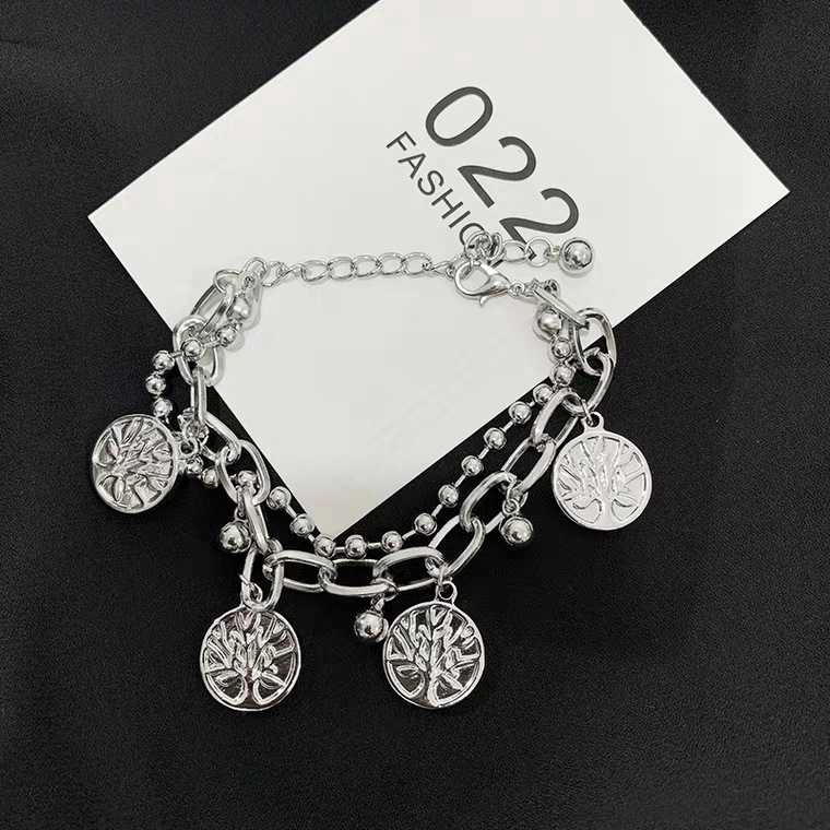 Vòng tay kim loại mặt hình cây sự sống thời trang 2841