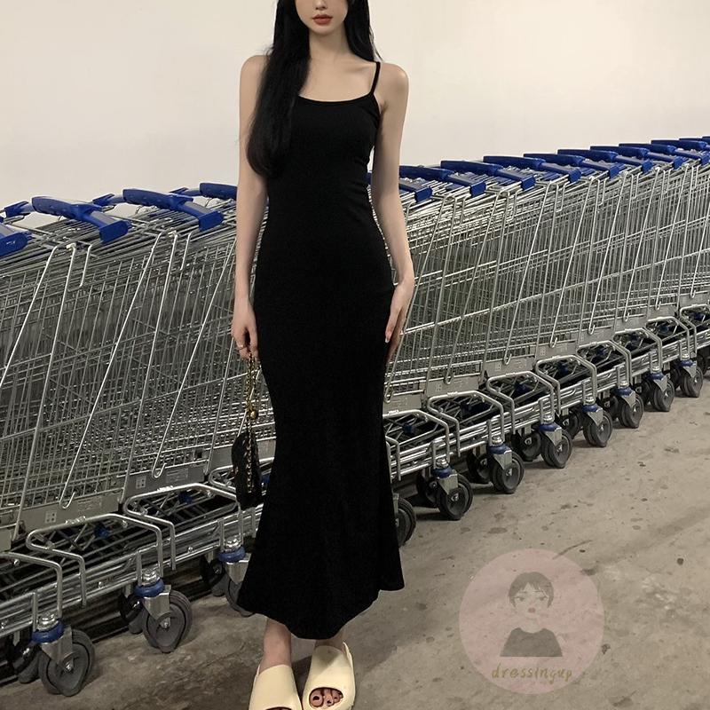 Đầm Hai Dây Mỏng Màu Sắc Đơn Giản Thời Trang Mùa Hè Cho Nữ