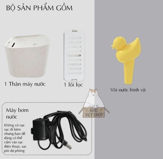 Máy nước tự động hình vịt cho thú cưng