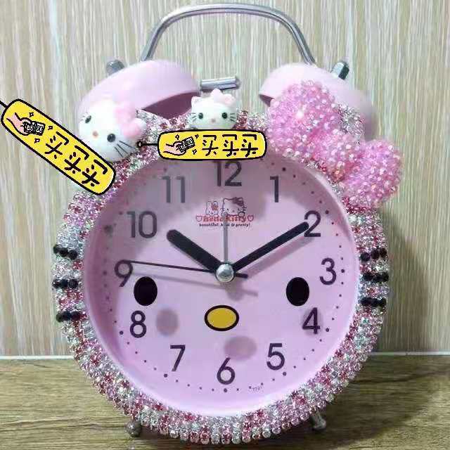 Đồng Hồ Báo Thức Cỡ Nhỏ Họa Tiết Hello Kitty Sáng Tạo Cho Học Sinh