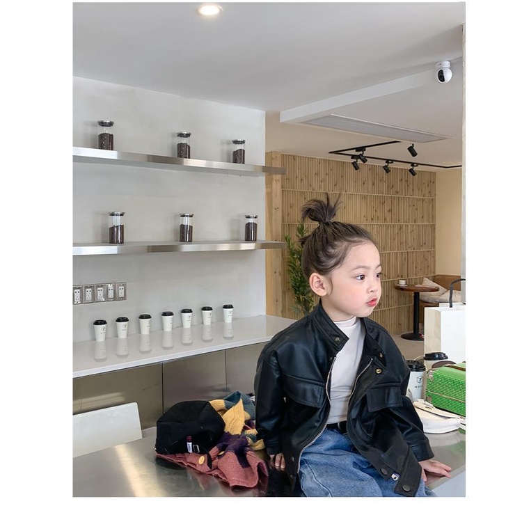 Áo khoác da lót nhung thời trang xuân thu cho bé