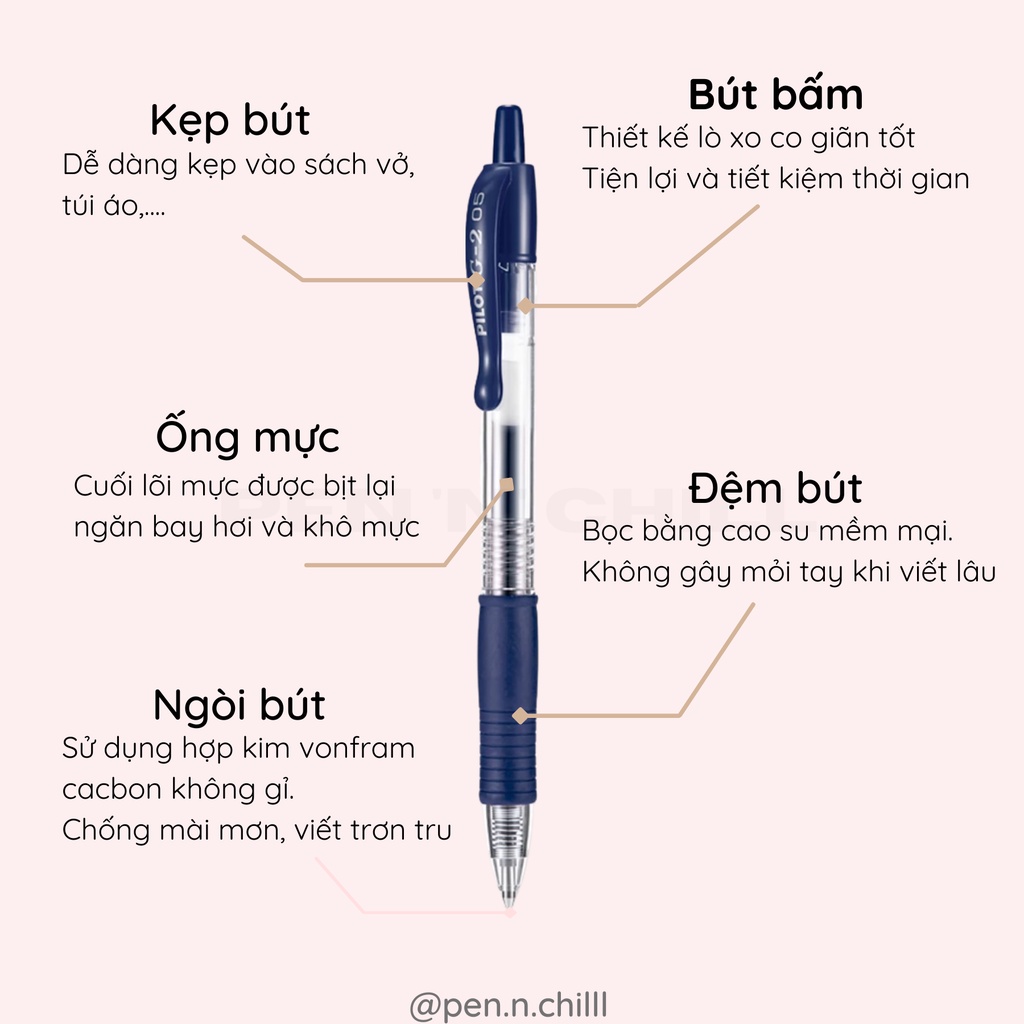 Bút Bi Gel Pilot G2 - Cỡ ngòi 0.5mm