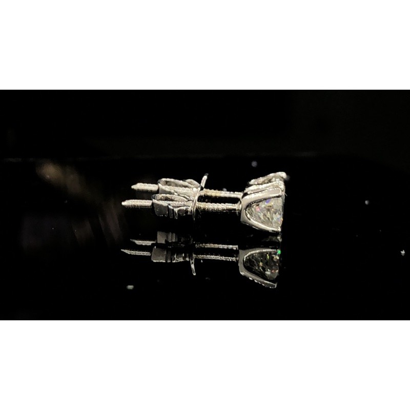 Moissanite - 1 đôi bông tai Moissanite chủ 4,5 ly trắng D, kiểm định; Bạc mạ bạch kim NHỮNG VIÊN MOISSANITE ĐẸP NHẤT