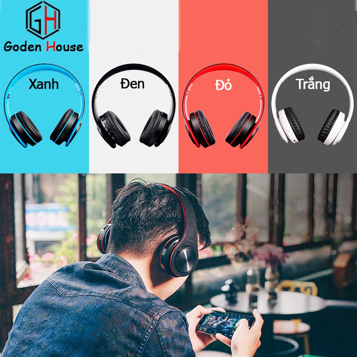 Tai nghe gaming chụp tai Goden House cao cấp, tai nghe blutooth tích hợp FM, mic đàm thoại chống ồn hiệu quả.