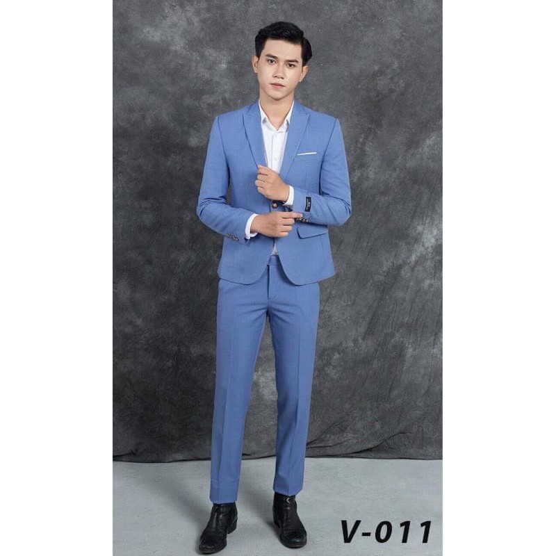 Bộ vest nam,Aó vest nam thời trang ,bộ suit màu xanh hòa bình cao cấp lịch lãm cho phái mạnh, com lê blaze