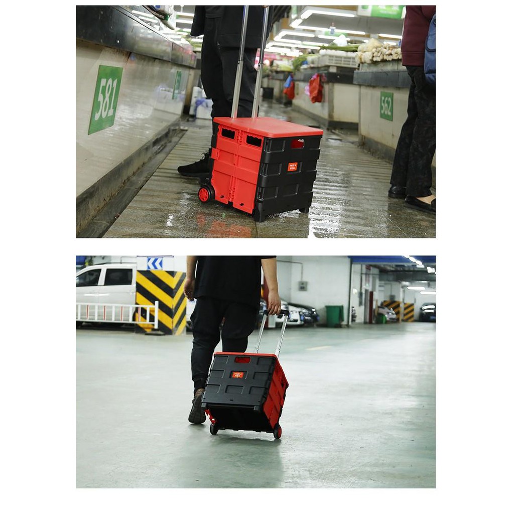 Thùng đựng đồ gấp gọn vali kéo đa năng - Dùng trên ô tô, đi siêu thị, di chuyển đồ nặng - T009 Duy Khôi Shop