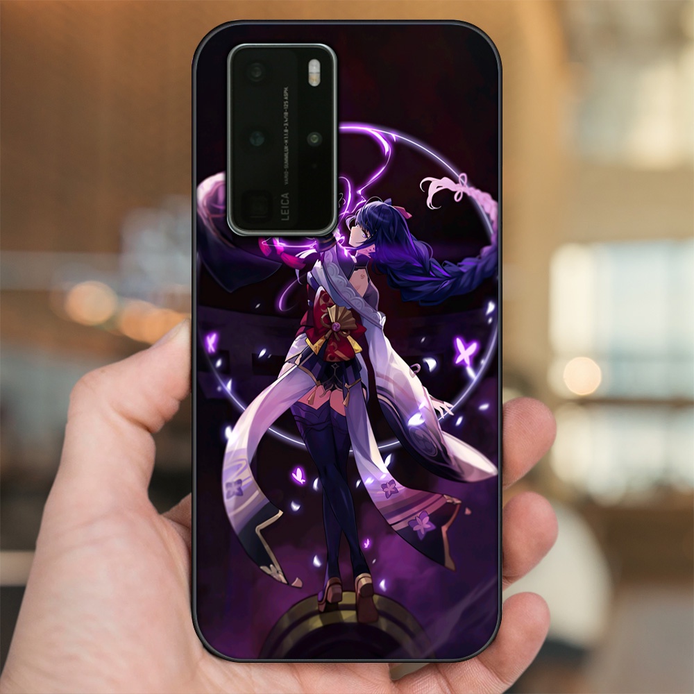 Ốp lưng Huawei P40 Pro viền đen in hình Raiden Shogun Genshin Impact