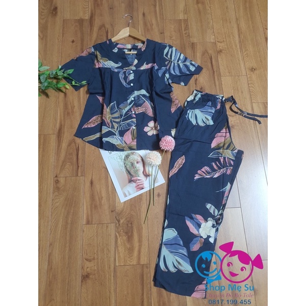 Bộ Tole Mẹ-Tay ngắn cổ trụ quần 8 tấc hàng VNXK F21