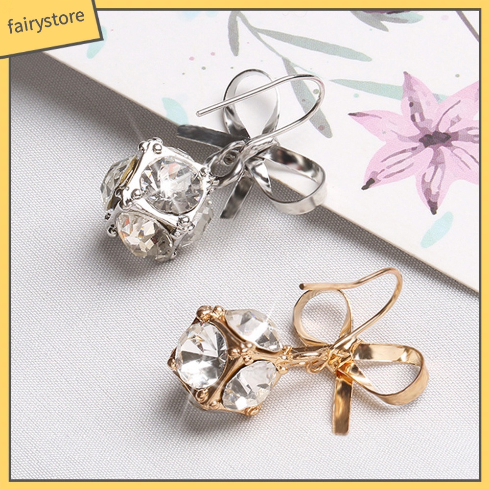 Bông tai nơ đính hạt xinh xắn