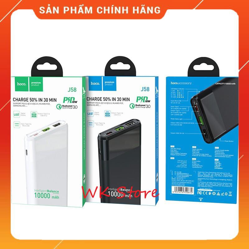 Sạc dự phòng Hoco J58 10.000 mAh (sạc nhanh 18W QC 3.0,PD) (BH 1 năm)