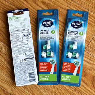 Đầu thay bàn chải điện Dontodent Active Cross 3 đầu bàn chải - Hàng nội địa Đức