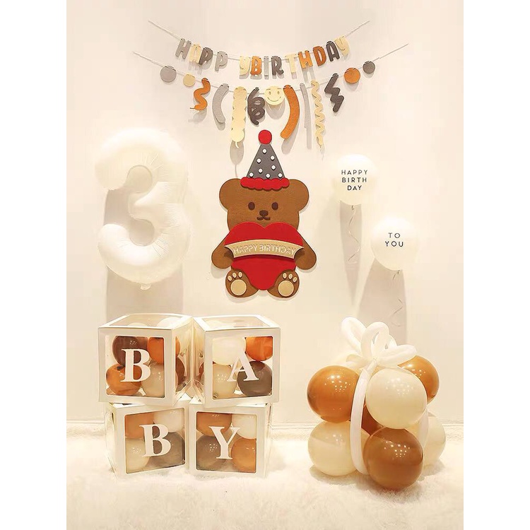 Hộp đựng bóng trang trí sinh nhật, set 4 hộp baby box phụ kiện trang trí tiệc sinh nhật