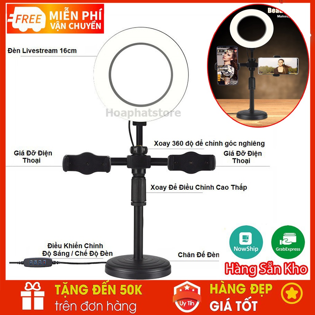 Bộ Giá Đỡ Điện Thoại 2 Kẹp Để Bàn Kèm Đèn Led - Hỗ Trợ livestream Hiệu Quả - Quay Video Tiktok Mới Nhất