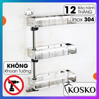 Kệ gia vị phòng bếp inox 304, xoay 180 độ (3 tầng) Siêu ĐA NĂNG