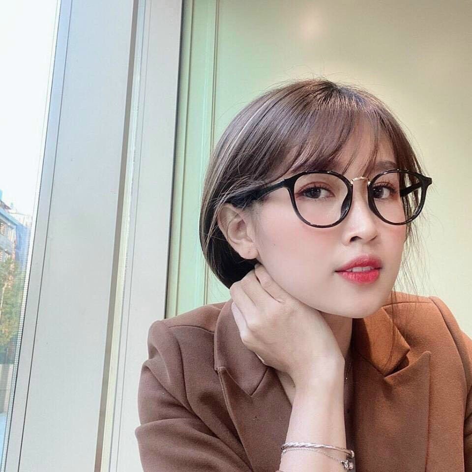 Mắt kính giả cận gọng mắt mèo hàn quốc thời trang nam nữ bản lề kim loại